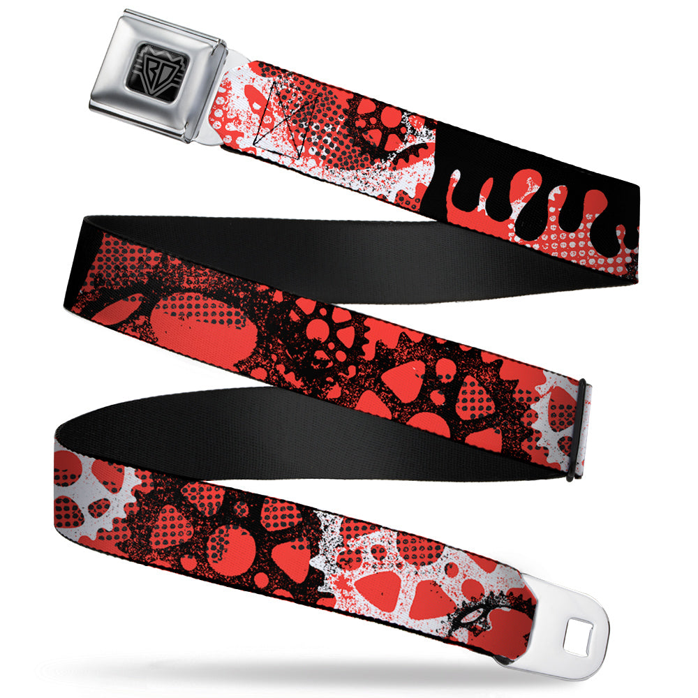 BD Wings Logo CLOSE-UP Full Color Black Silver Seatbelt Belt - Grunge Gears Orange Webbing Seatbelt Belts Buckle-Down