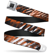 BD Wings Logo CLOSE-UP Full Color Black Silver Seatbelt Belt - Grunge Tread Orange Webbing Seatbelt Belts Buckle-Down