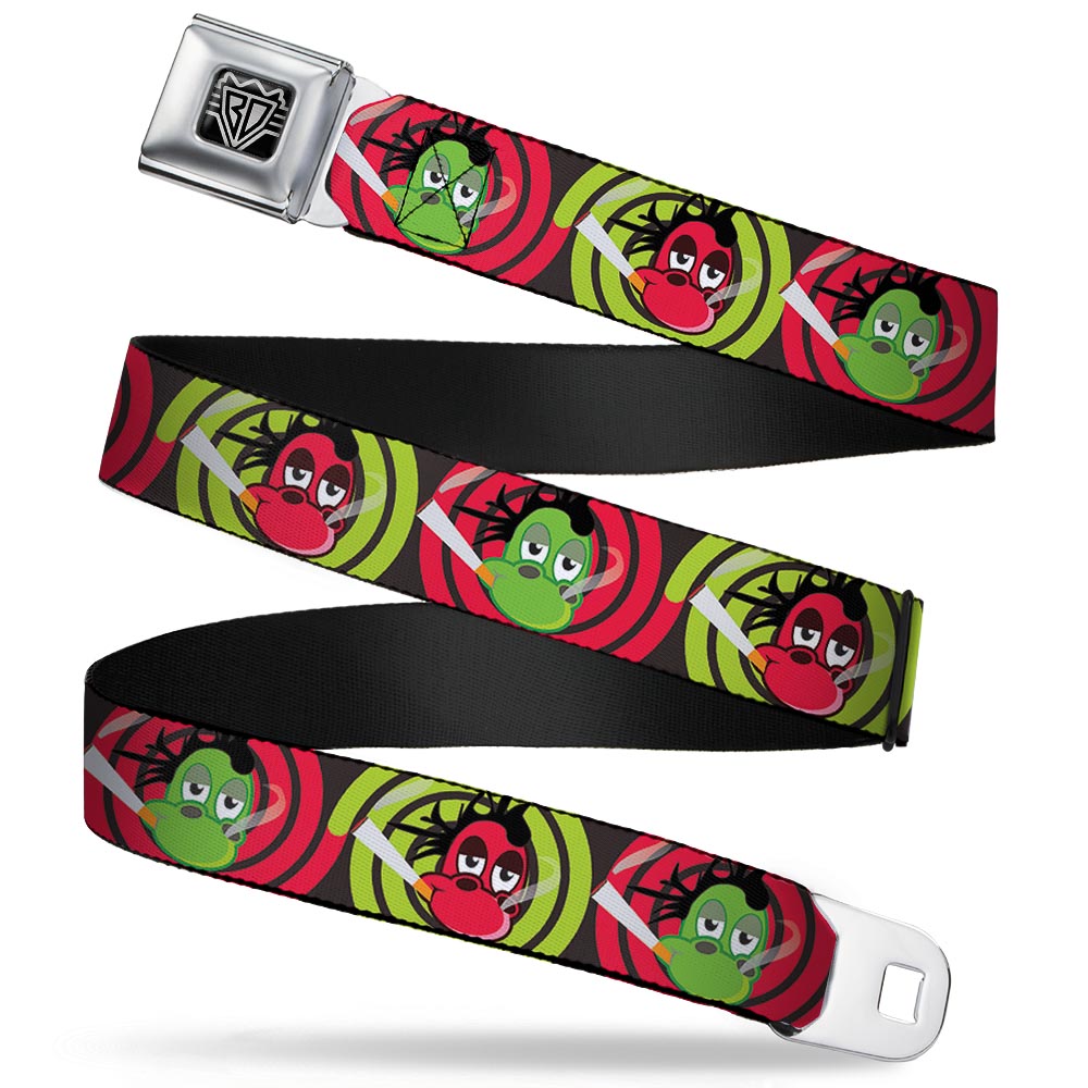 BD Wings Logo CLOSE-UP Full Color Black Silver Seatbelt Belt - Green & Red Dragons Smoking Gray Webbing Seatbelt Belts Buckle-Down