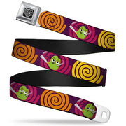 BD Wings Logo CLOSE-UP Full Color Black Silver Seatbelt Belt - Green Dragons Smoking Purple Webbing Seatbelt Belts Buckle-Down