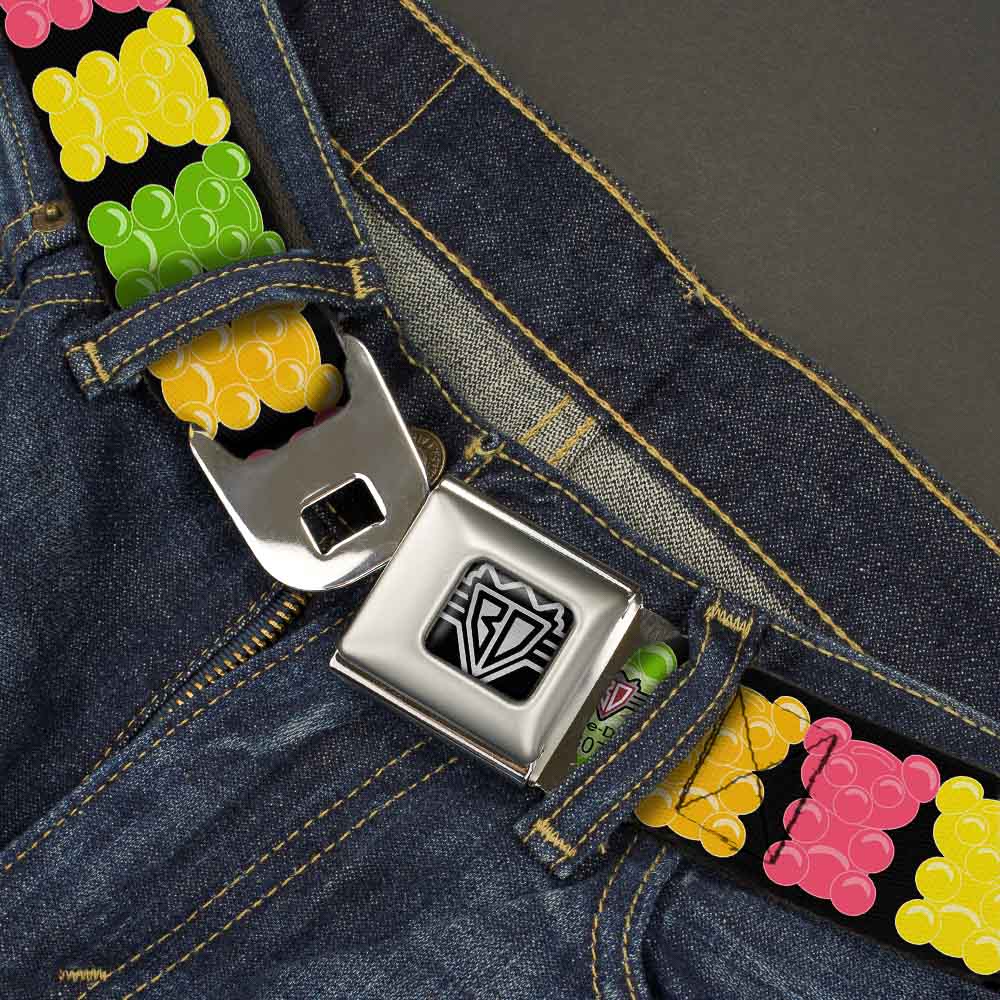 BD Wings Logo CLOSE-UP Full Color Black Silver Seatbelt Belt - Gummy Bears Cartoon Black/Red/Yellow/Green Webbing Seatbelt Belts Buckle-Down