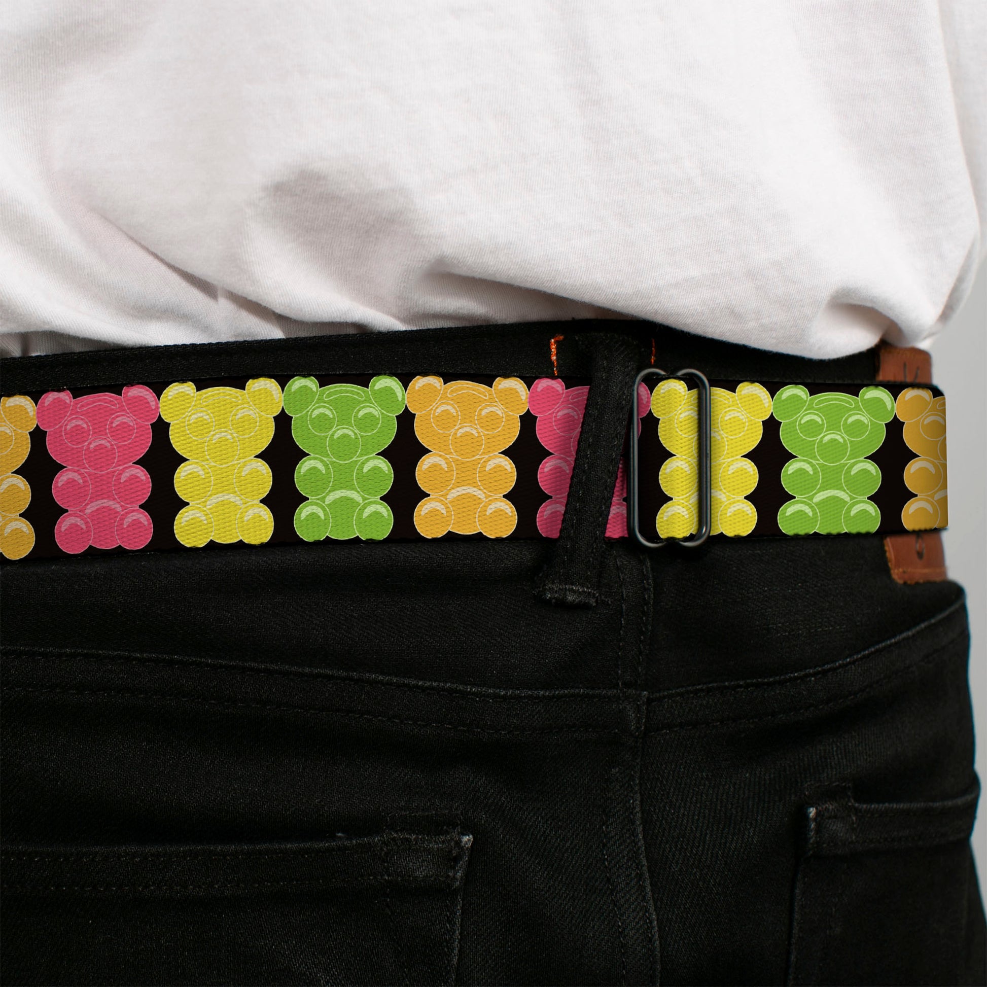 BD Wings Logo CLOSE-UP Full Color Black Silver Seatbelt Belt - Gummy Bears Cartoon Black/Red/Yellow/Green Webbing Seatbelt Belts Buckle-Down
