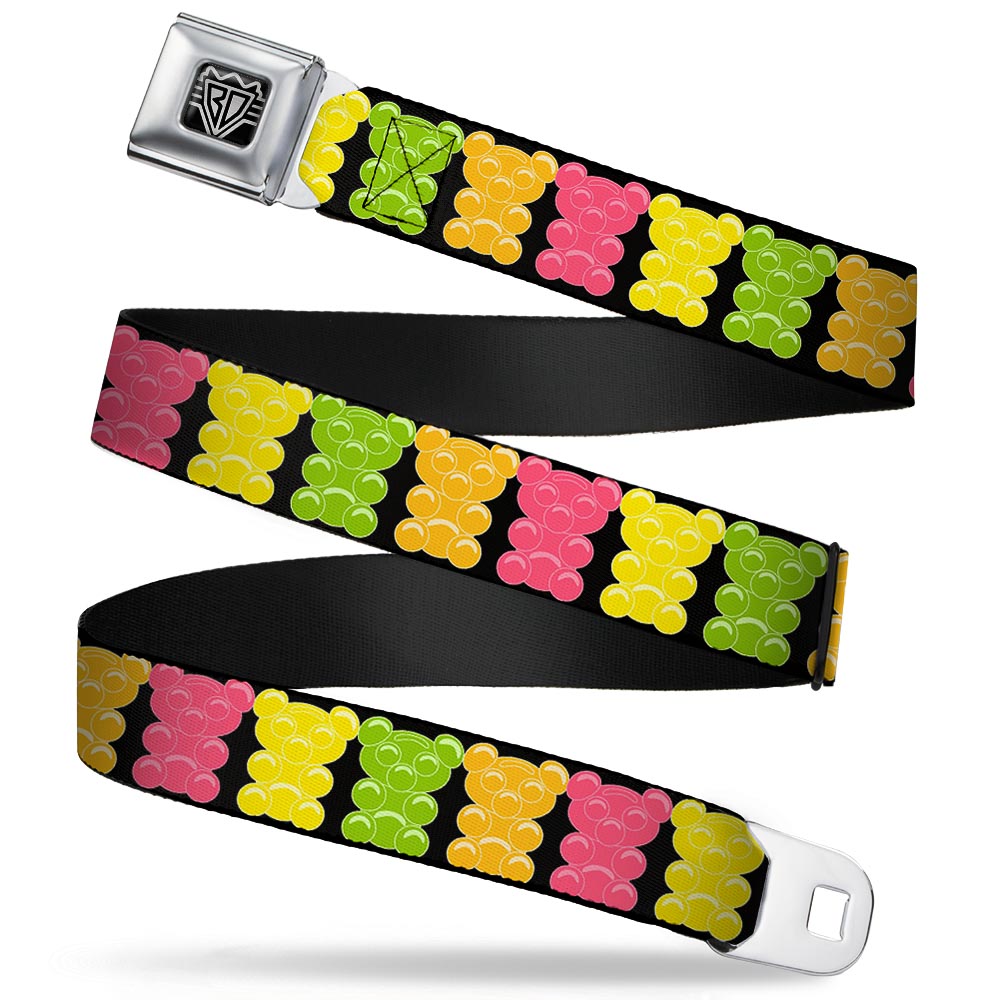 BD Wings Logo CLOSE-UP Full Color Black Silver Seatbelt Belt - Gummy Bears Cartoon Black/Red/Yellow/Green Webbing Seatbelt Belts Buckle-Down