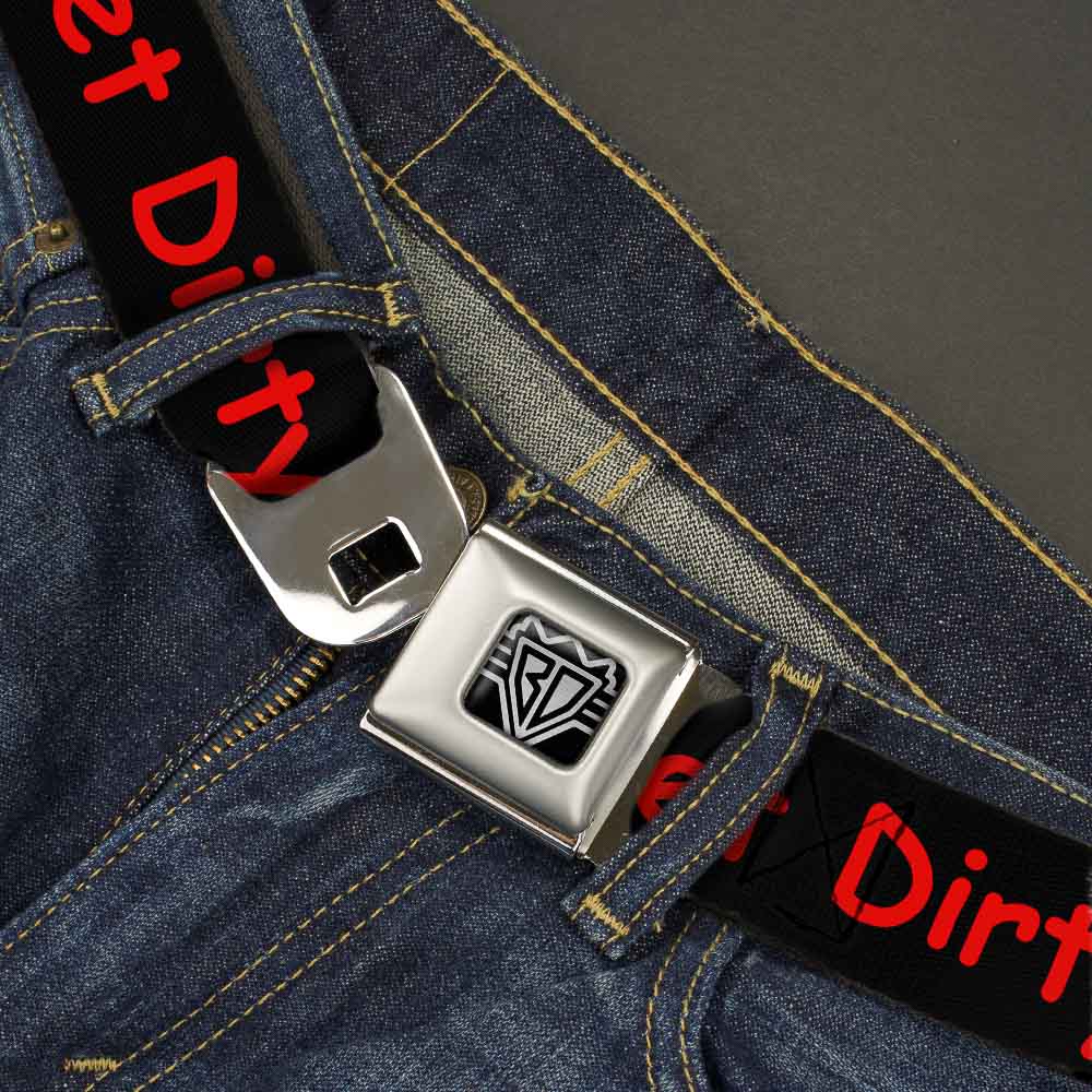 BD Wings Logo CLOSE-UP Full Color Black Silver Seatbelt Belt - GET DIRTY Black/White/Blue/Green/Red Webbing Seatbelt Belts Buckle-Down