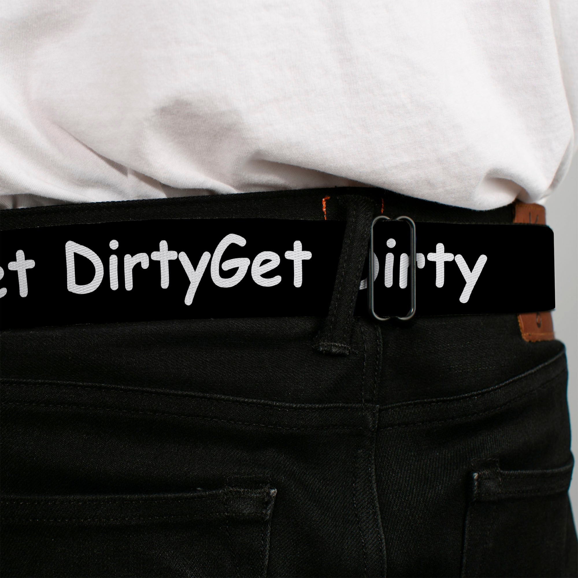 BD Wings Logo CLOSE-UP Full Color Black Silver Seatbelt Belt - GET DIRTY Black/White/Blue/Green/Red Webbing Seatbelt Belts Buckle-Down