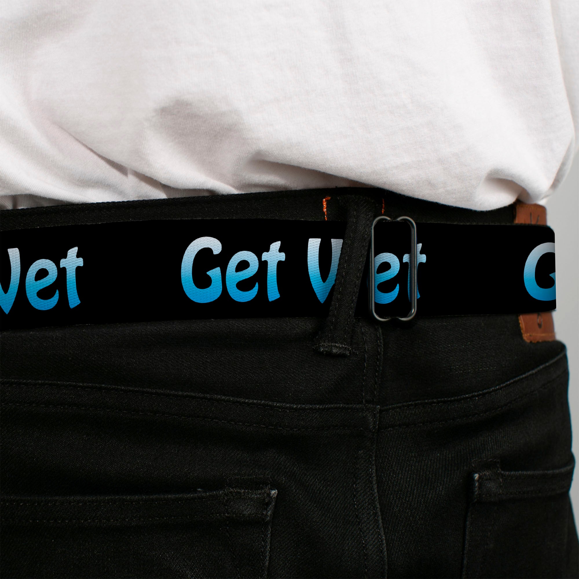 Seatbelt Belt - GET WET Black/Baby Blue Seatbelt Belts Buckle-Down