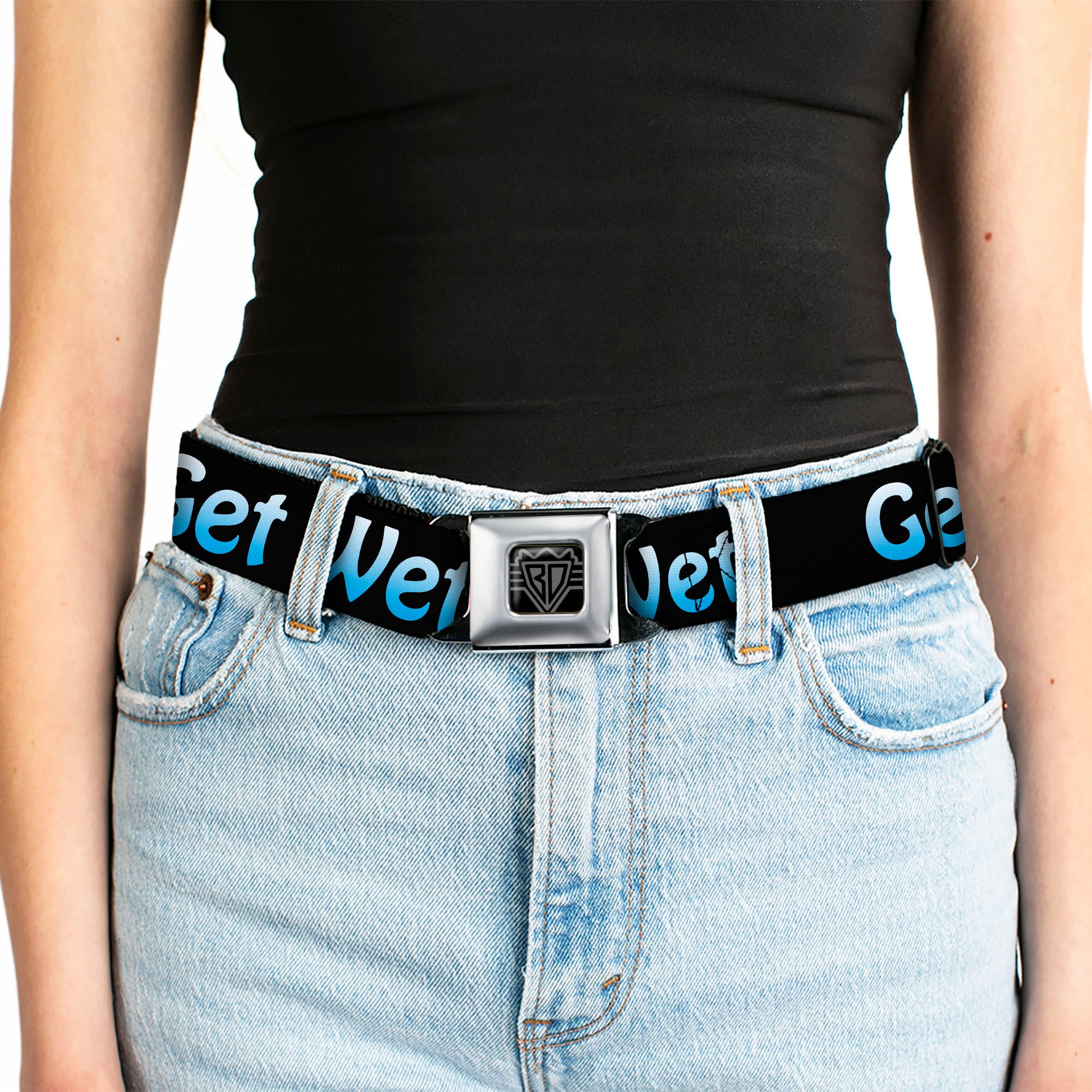 Seatbelt Belt - GET WET Black/Baby Blue Seatbelt Belts Buckle-Down