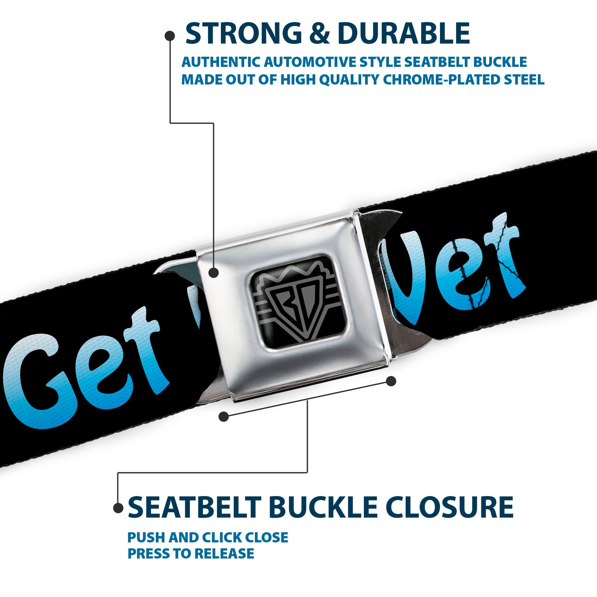 Seatbelt Belt - GET WET Black/Baby Blue Seatbelt Belts Buckle-Down