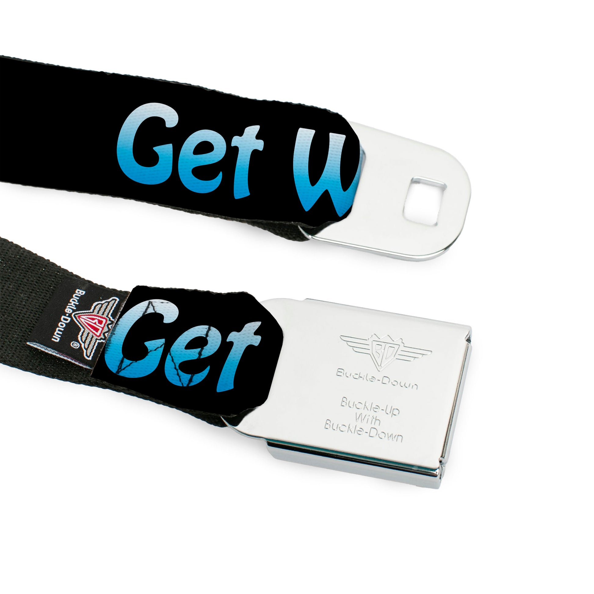 Seatbelt Belt - GET WET Black/Baby Blue Seatbelt Belts Buckle-Down