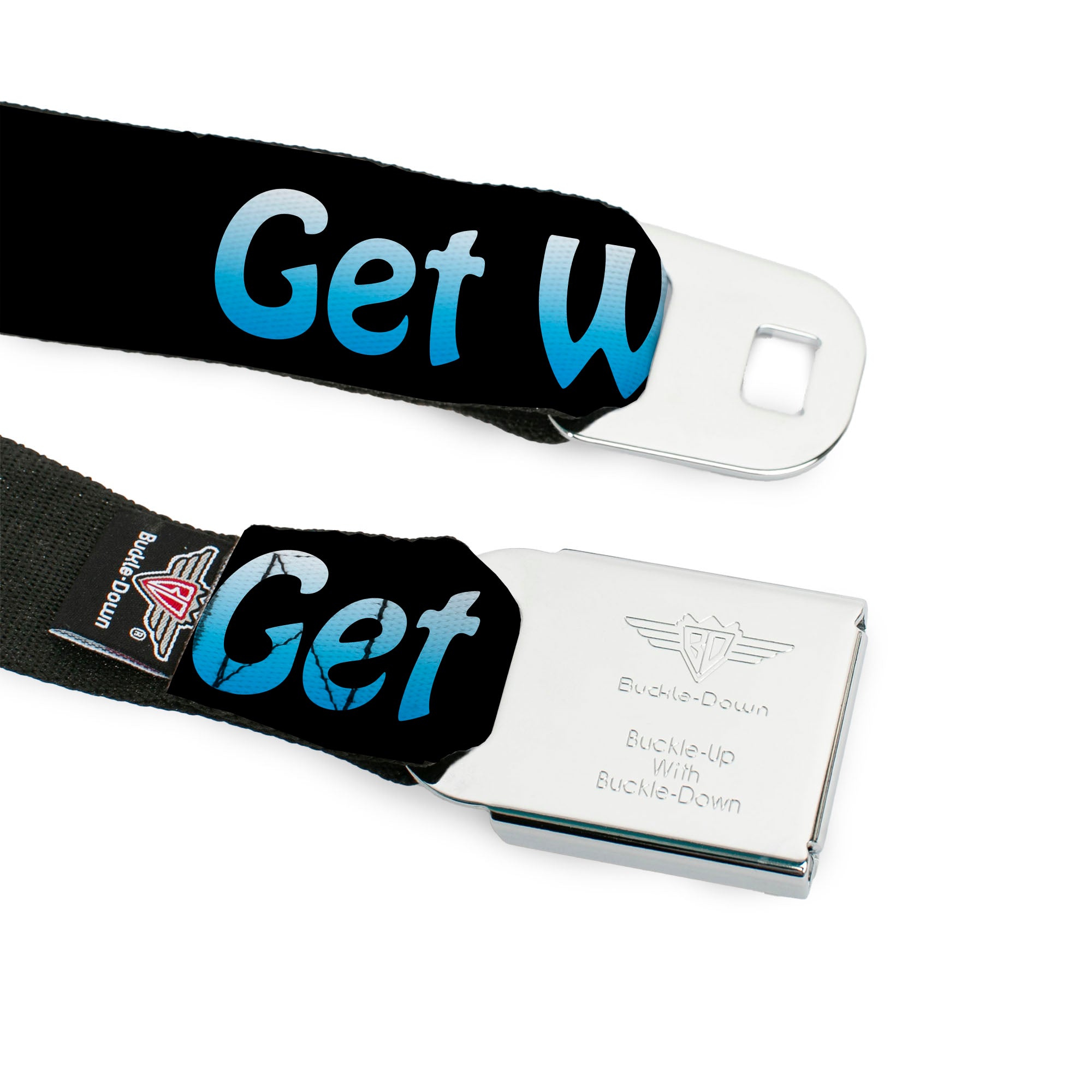 Seatbelt Belt - GET WET Black/Baby Blue Seatbelt Belts Buckle-Down