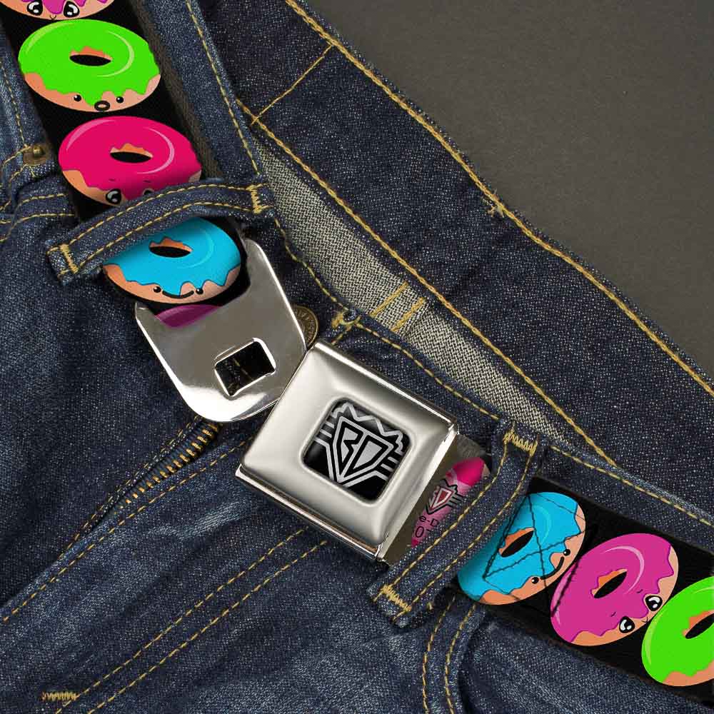 BD Wings Logo CLOSE-UP Full Color Black Silver Seatbelt Belt - Glaze Donut Expressions Black Webbing Seatbelt Belts Buckle-Down