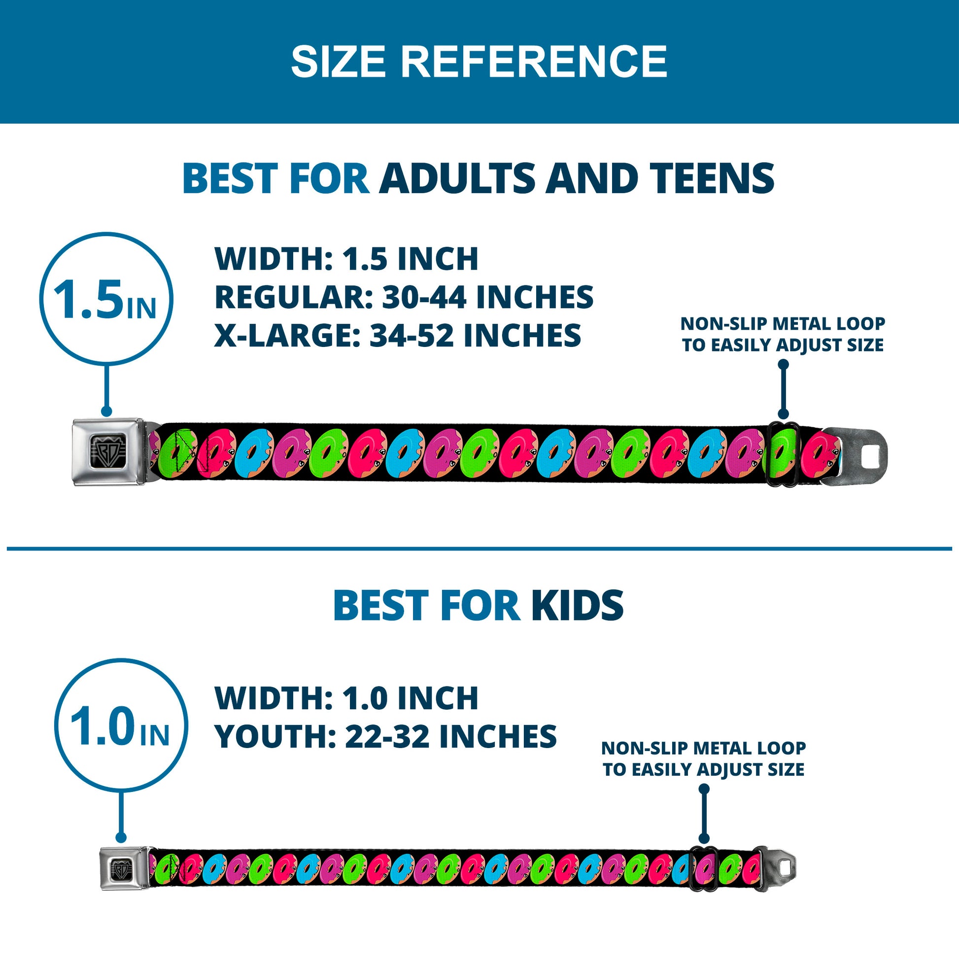 BD Wings Logo CLOSE-UP Full Color Black Silver Seatbelt Belt - Glaze Donut Expressions Black Webbing Seatbelt Belts Buckle-Down