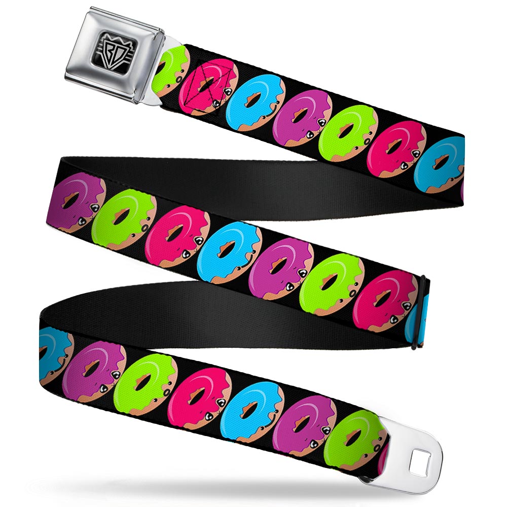 BD Wings Logo CLOSE-UP Full Color Black Silver Seatbelt Belt - Glaze Donut Expressions Black Webbing Seatbelt Belts Buckle-Down