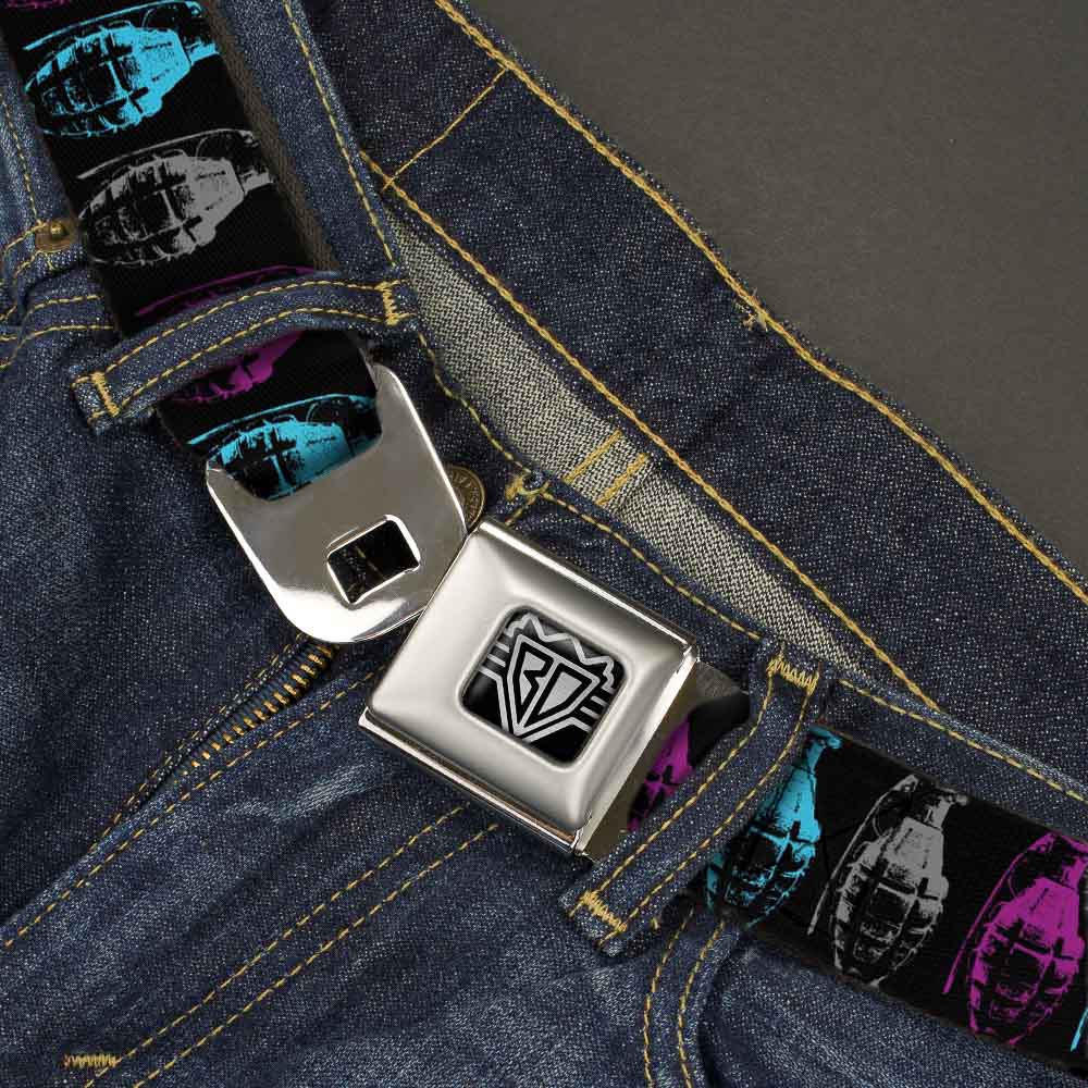 Seatbelt Belt - Grenades Black/Gray/Purple/Baby Blue Seatbelt Belts Buckle-Down