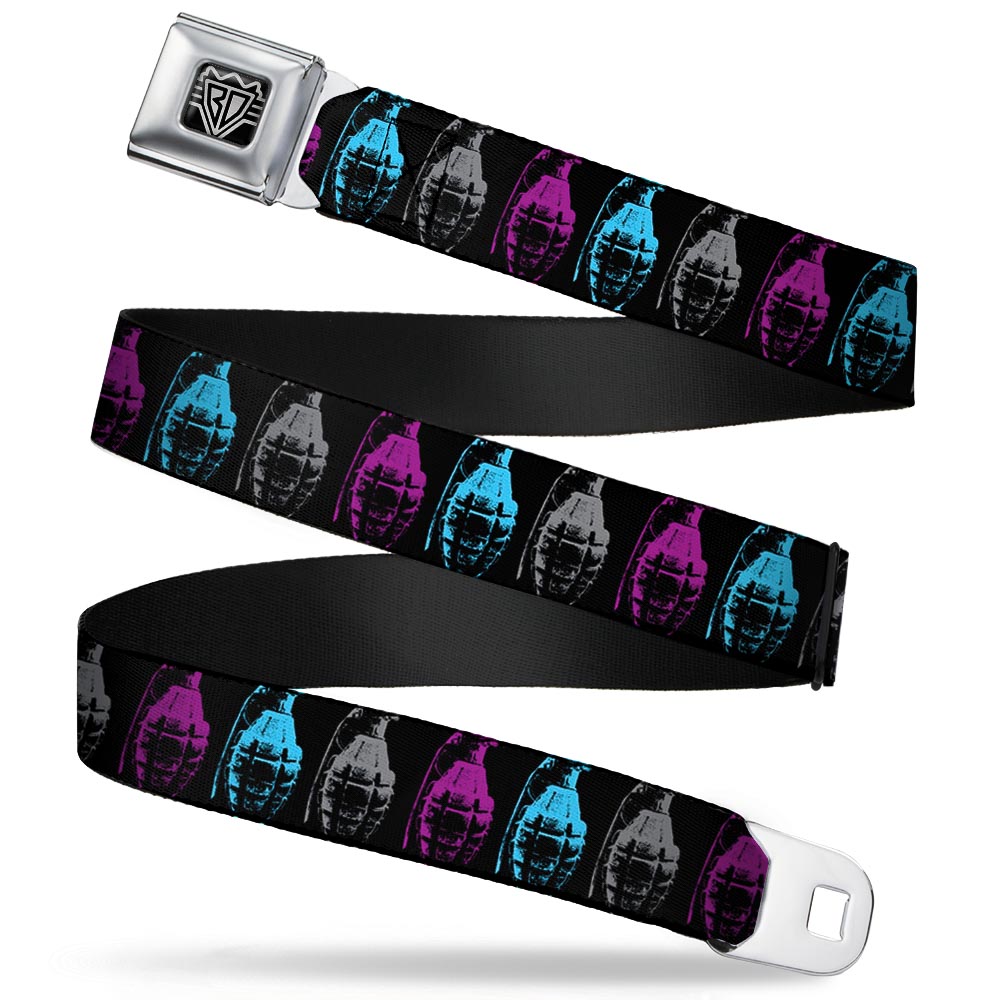 Seatbelt Belt - Grenades Black/Gray/Purple/Baby Blue Seatbelt Belts Buckle-Down