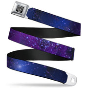BD Wings Logo CLOSE-UP Full Color Black Silver Seatbelt Belt - Galaxy Blues/Purples Webbing Seatbelt Belts Buckle-Down