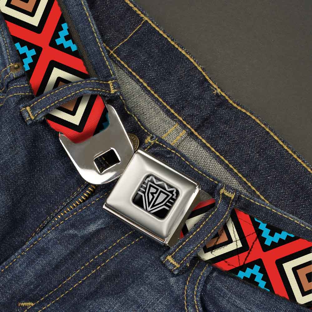 BD Wings Logo CLOSE-UP Full Color Black Silver Seatbelt Belt - Geometric1 Black/Red/Tan/Brown/Baby Blue Webbing Seatbelt Belts Buckle-Down