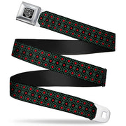 BD Wings Logo CLOSE-UP Full Color Black Silver Seatbelt Belt - Geometric3 Black/Forest Green/Red Webbing Seatbelt Belts Buckle-Down