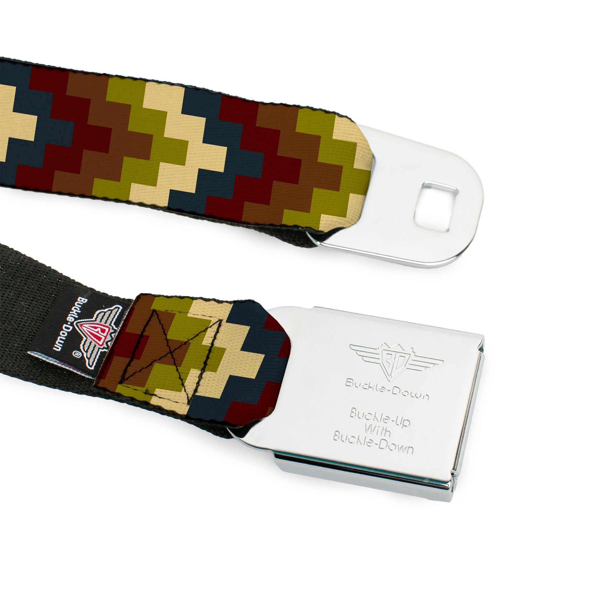 BD Wings Logo CLOSE-UP Full Color Black Silver Seatbelt Belt - Geometric4 Tan/Blue/Wine/Brown/Olive Webbing Seatbelt Belts Buckle-Down