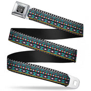 BD Wings Logo CLOSE-UP Full Color Black Silver Seatbelt Belt - Geometric5 Gray/Teal/White/Pink/Yellow Webbing Seatbelt Belts Buckle-Down