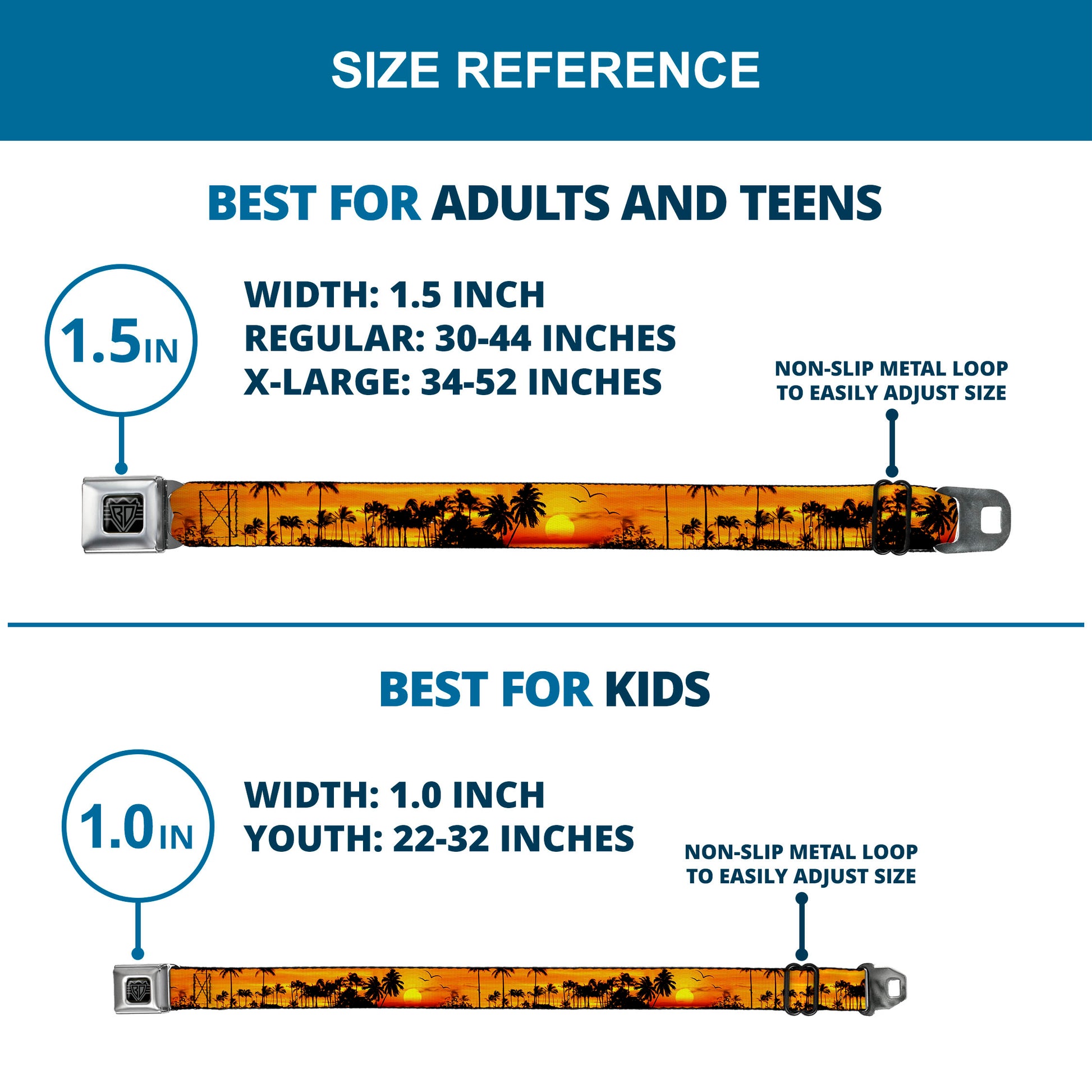 BD Wings Logo CLOSE-UP Full Color Black Silver Seatbelt Belt - Golden Sunset Webbing Seatbelt Belts Buckle-Down