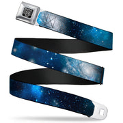 BD Wings Logo CLOSE-UP Full Color Black Silver Seatbelt Belt - Galaxy Blues/Blues Webbing Seatbelt Belts Buckle-Down