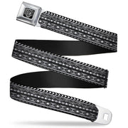 BD Wings Logo CLOSE-UP Full Color Black Silver Seatbelt Belt - Geometric5 Grays/Black/White Webbing Seatbelt Belts Buckle-Down