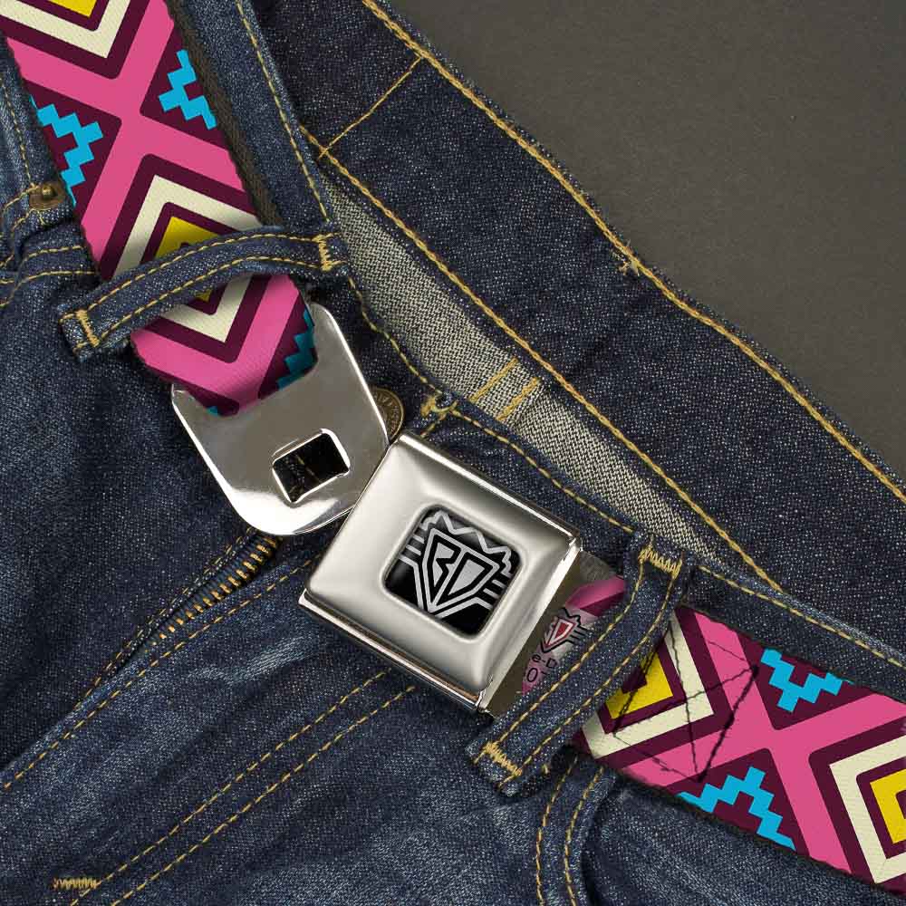 BD Wings Logo CLOSE-UP Full Color Black Silver Seatbelt Belt - Geometric1 Burgundy/Pink/Tan/Yellow/Baby Blue Webbing Seatbelt Belts Buckle-Down