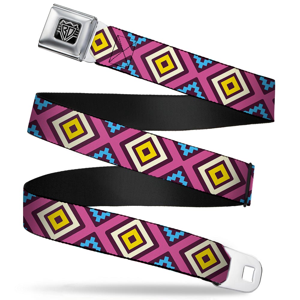 BD Wings Logo CLOSE-UP Full Color Black Silver Seatbelt Belt - Geometric1 Burgundy/Pink/Tan/Yellow/Baby Blue Webbing Seatbelt Belts Buckle-Down
