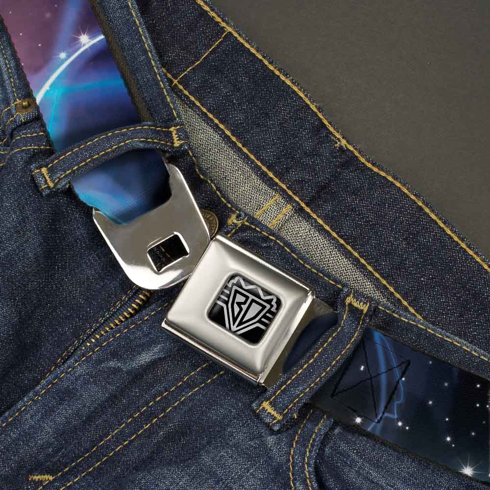 BD Wings Logo CLOSE-UP Full Color Black Silver Seatbelt Belt - Galaxy Swirl/Shining Stars Webbing Seatbelt Belts Buckle-Down