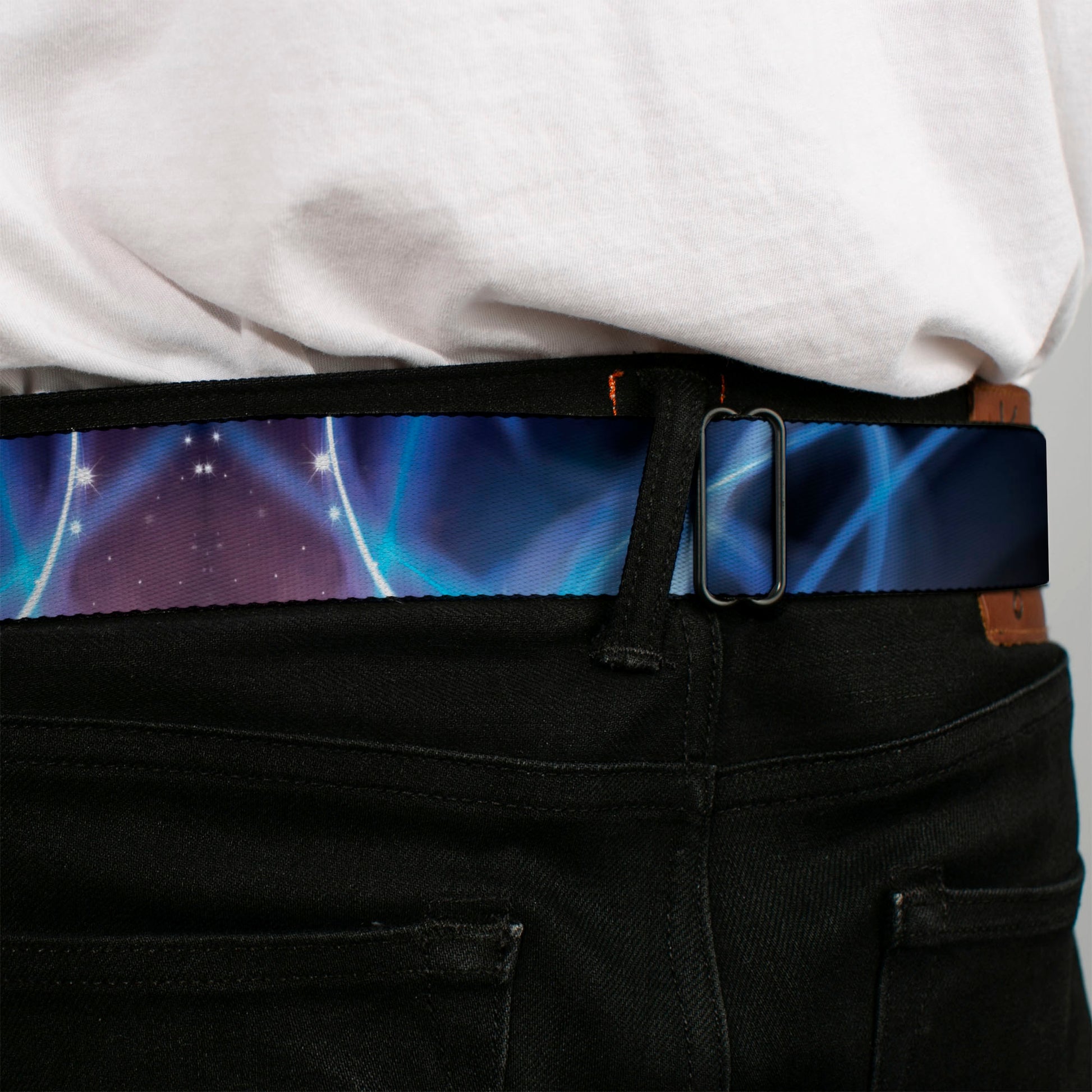 BD Wings Logo CLOSE-UP Full Color Black Silver Seatbelt Belt - Galaxy Swirl/Shining Stars Webbing Seatbelt Belts Buckle-Down