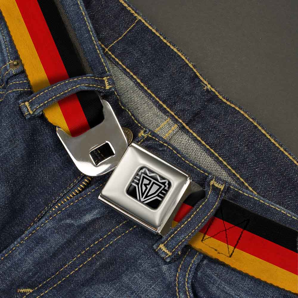 BD Wings Logo CLOSE-UP Full Color Black Silver Seatbelt Belt - Germany Flag Weathered Webbing Seatbelt Belts Buckle-Down