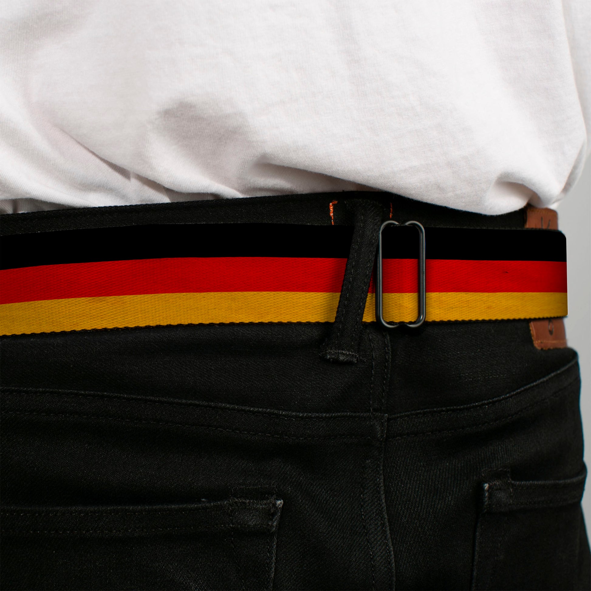 BD Wings Logo CLOSE-UP Full Color Black Silver Seatbelt Belt - Germany Flag Weathered Webbing Seatbelt Belts Buckle-Down