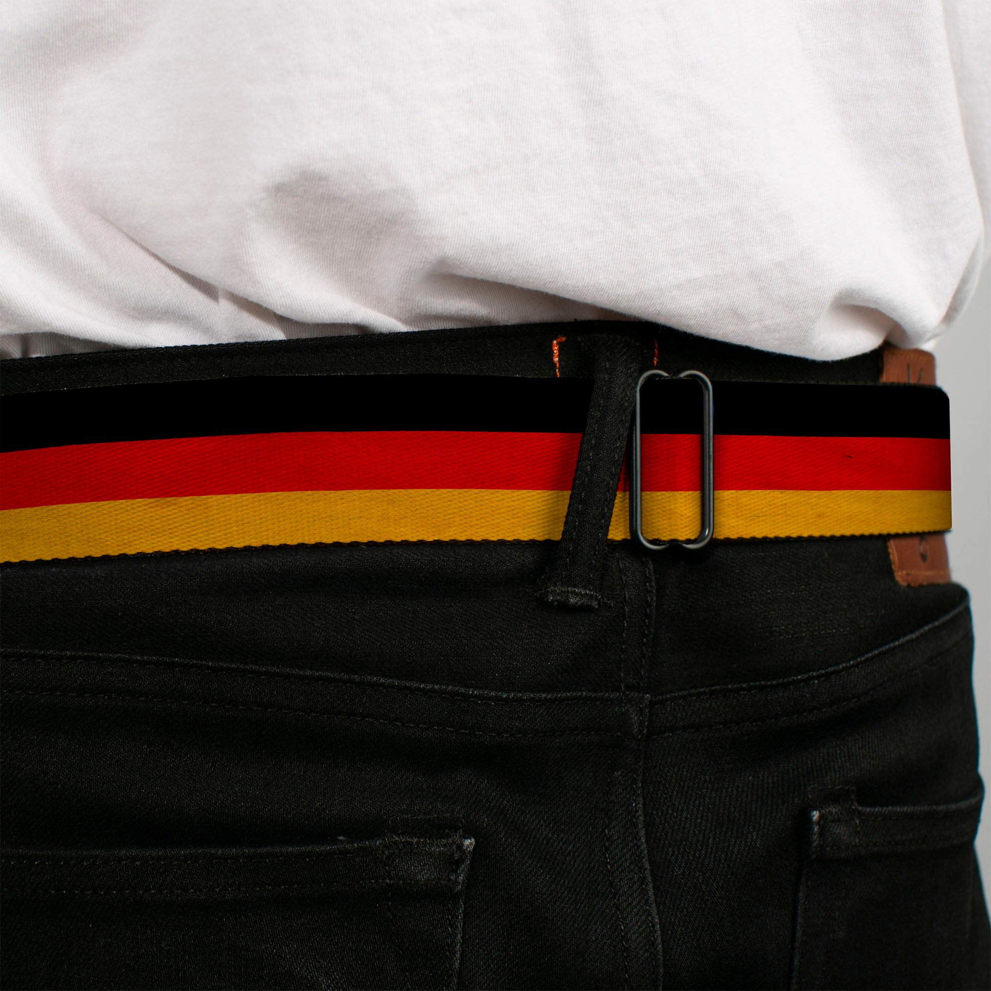 BD Wings Logo CLOSE-UP Full Color Black Silver Seatbelt Belt - Germany Flag Weathered Webbing Seatbelt Belts Buckle-Down
