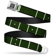 BD Wings Logo CLOSE-UP Full Color Black Silver Seatbelt Belt - Guitar Neck Black/White/Lime Green Webbing Seatbelt Belts Buckle-Down