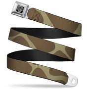 BD Wings Logo CLOSE-UP Full Color Black Silver Seatbelt Belt - Giraffe Spots Tan/Brown Webbing Seatbelt Belts Buckle-Down