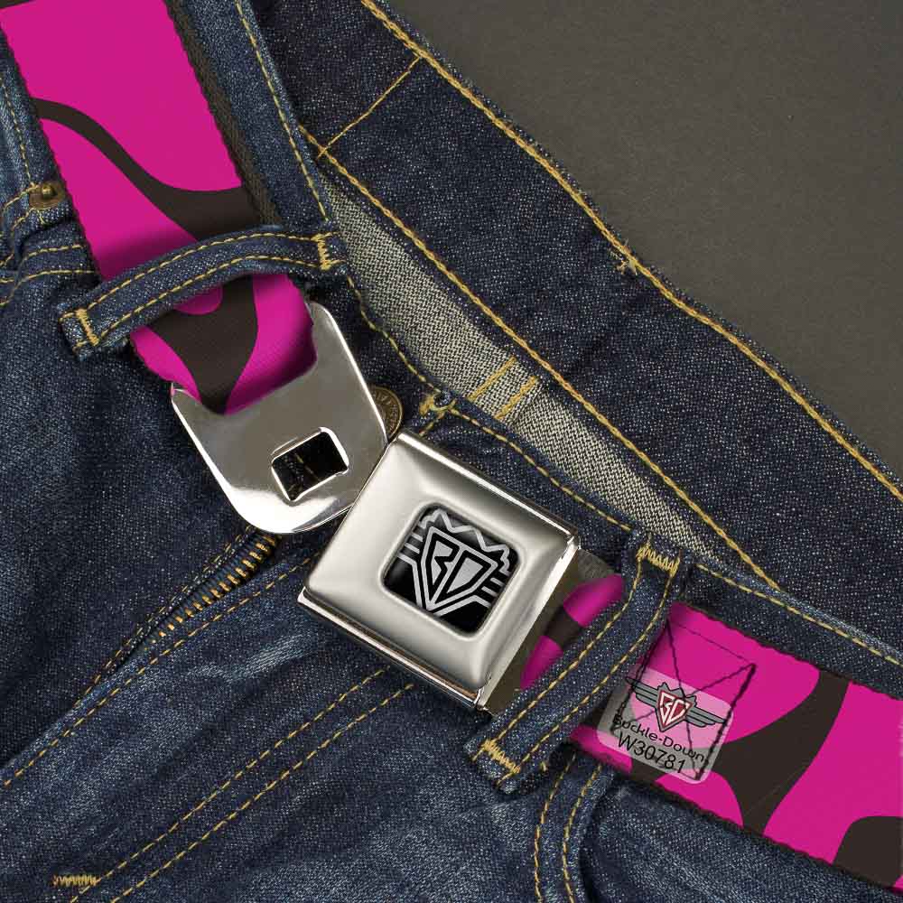 BD Wings Logo CLOSE-UP Full Color Black Silver Seatbelt Belt - Giraffe Spots Black/Fuchsia Webbing Seatbelt Belts Buckle-Down