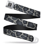BD Wings Logo CLOSE-UP Full Color Black Silver Seatbelt Belt - Giraffe Spots Gray/Charcoal Webbing Seatbelt Belts Buckle-Down