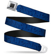 BD Wings Logo CLOSE-UP Full Color Black Silver Seatbelt Belt - Golfing Silhouettes Collage Blues Webbing Seatbelt Belts Buckle-Down