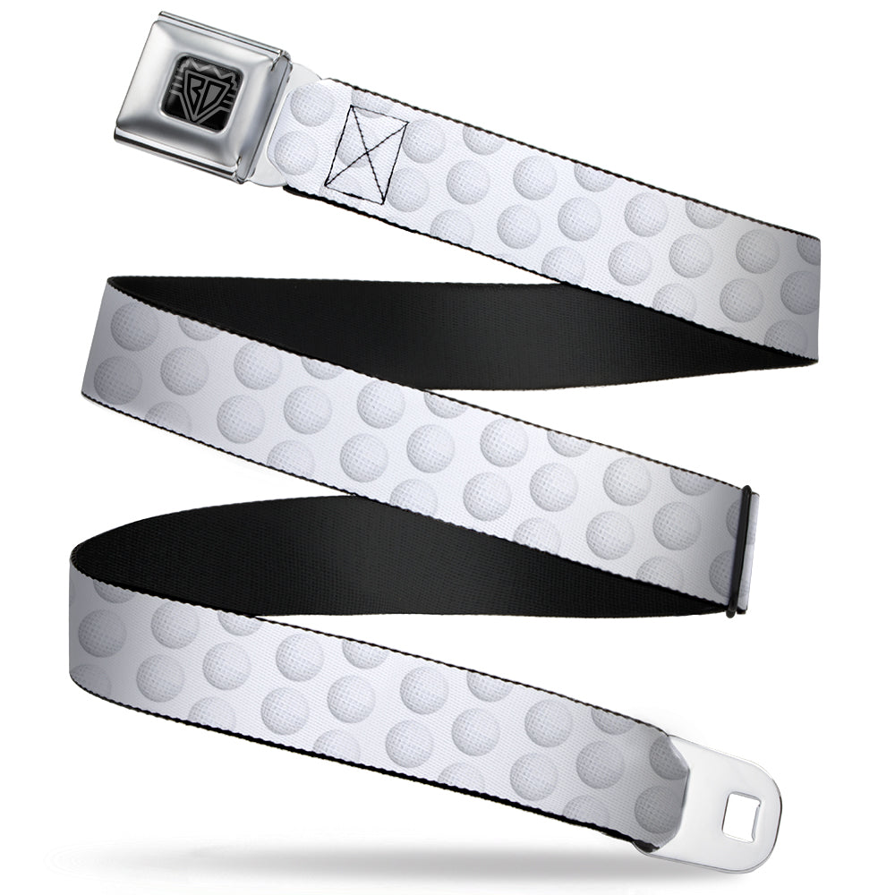 BD Wings Logo CLOSE-UP Full Color Black Silver Seatbelt Belt - Golf Ball Dimples Whites Webbing Seatbelt Belts Buckle-Down