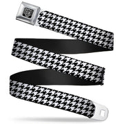 BD Wings Logo CLOSE-UP Full Color Black Silver Seatbelt Belt - Houndstooth Black/White Webbing Seatbelt Belts Buckle-Down