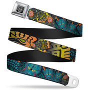 BD Wings Logo CLOSE-UP Full Color Black Silver Seatbelt Belt - Honor Gray Webbing Seatbelt Belts Buckle-Down