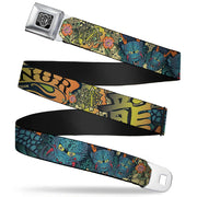BD Wings Logo CLOSE-UP Full Color Black Silver Seatbelt Belt - Honor Tan Webbing Seatbelt Belts Buckle-Down