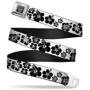BD Wings Logo CLOSE-UP Full Color Black Silver Seatbelt Belt - Hibiscus White/Black Webbing Seatbelt Belts Buckle-Down