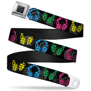 BD Wings Logo CLOSE-UP Full Color Black Silver Seatbelt Belt - Headphones Buffalo Plaid Black/Neon Webbing Seatbelt Belts Buckle-Down