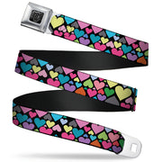 BD Wings Logo CLOSE-UP Full Color Black Silver Seatbelt Belt - Hearts Black/Multi Color Webbing Seatbelt Belts Buckle-Down