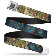 BD Wings Logo CLOSE-UP Full Color Black Silver Seatbelt Belt - Honor CLOSE-UP Tan Webbing Seatbelt Belts Buckle-Down