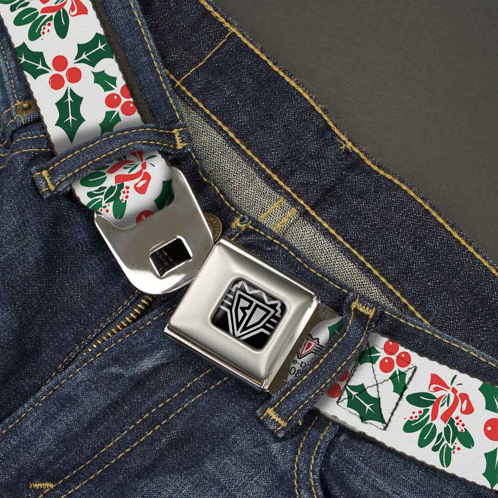 BD Wings Logo CLOSE-UP Full Color Black Silver Seatbelt Belt - Holly & Mistletoe Webbing Seatbelt Belts Buckle-Down