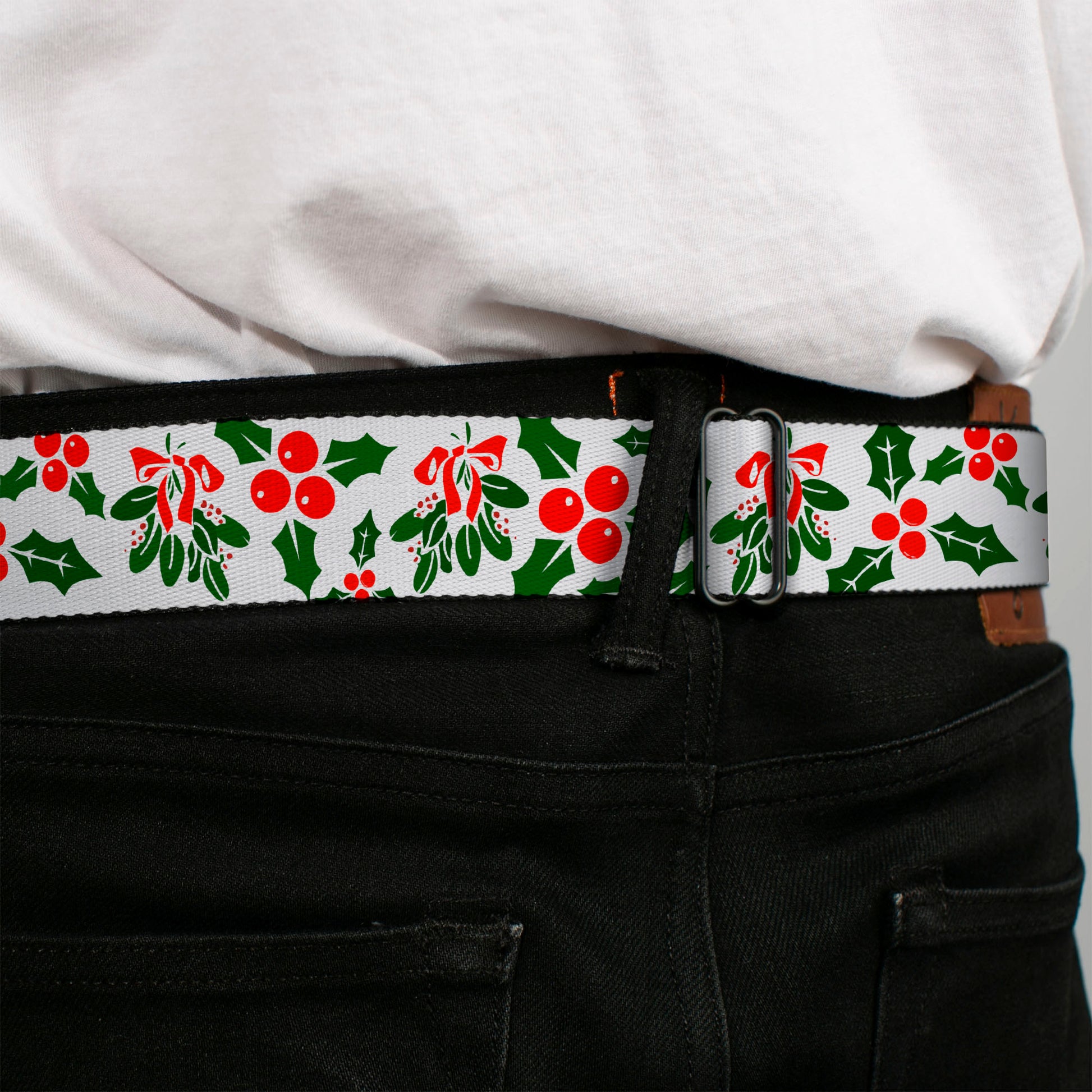 BD Wings Logo CLOSE-UP Full Color Black Silver Seatbelt Belt - Holly & Mistletoe Webbing Seatbelt Belts Buckle-Down