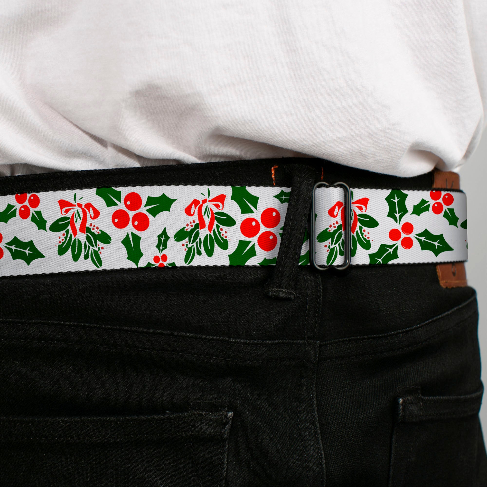 BD Wings Logo CLOSE-UP Full Color Black Silver Seatbelt Belt - Holly & Mistletoe Webbing Seatbelt Belts Buckle-Down